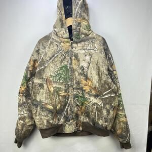 Vintage Realtree Camo Y2K Quilted Hooded Zip-Up Jacket 2XL